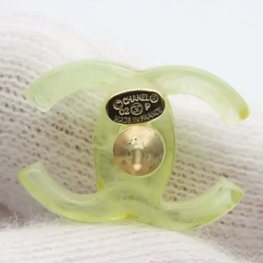 CHANEL Green Logo Earrings